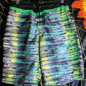 Speedo Boys XL Yellow, Green and Gray Board Shorts